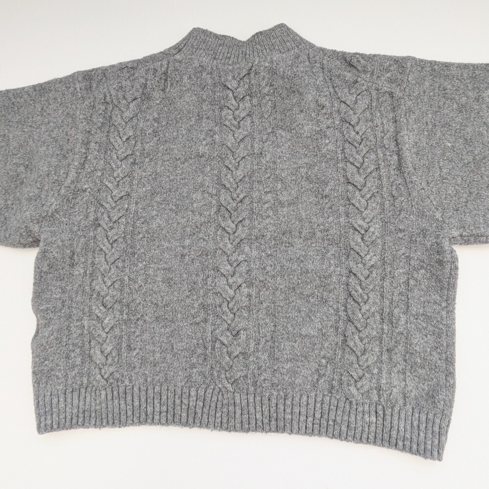 Uniqlo Kids Unisex (Size 3-4) Souffle Yarn Mock-Neck Gray Cable-Knit Sweater - Picture 5 of 11